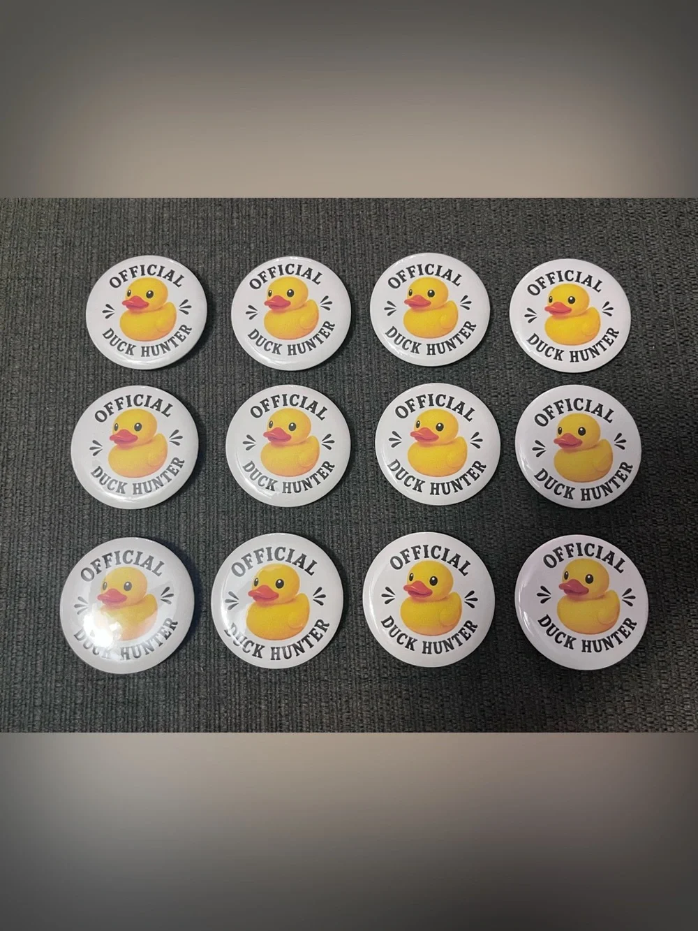 Official Duck Hunter Rubber Duck Button Pin — Yellow & White (Set of 12)